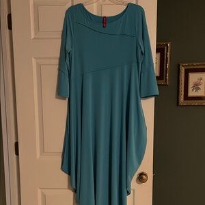 Chic Asymmetrical Teal Dress